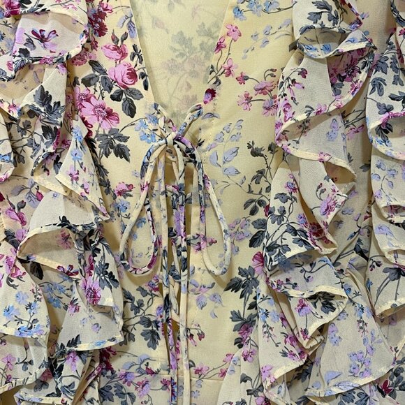 2.7 AUGUST APPAREL Endless Rose Tunic/Mini Ruffle Dress - Yellow Multi - M/L - Picture 4 of 10